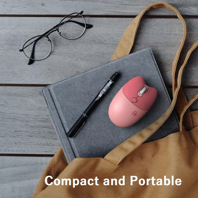 Alt view image 6 of 6 - Wireless Compact Silent Mouse with Cute Cat Designs, 2.4GHz Plug and Play Wireless Opatical Mouse with USB Nano Receiver for Laptop/PC/Computer (Pink Cat)