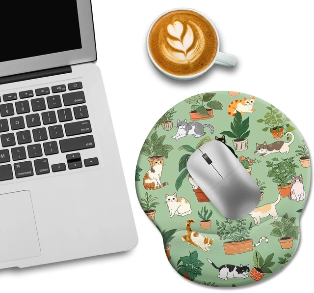 Alt view image 2 of 6 - Cat Ergonomic Mouse Pad with Wrist Rest, Green Computer Mouse Pad