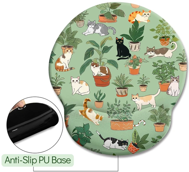 Alt view image 5 of 6 - Cat Ergonomic Mouse Pad with Wrist Rest, Green Computer Mouse Pad