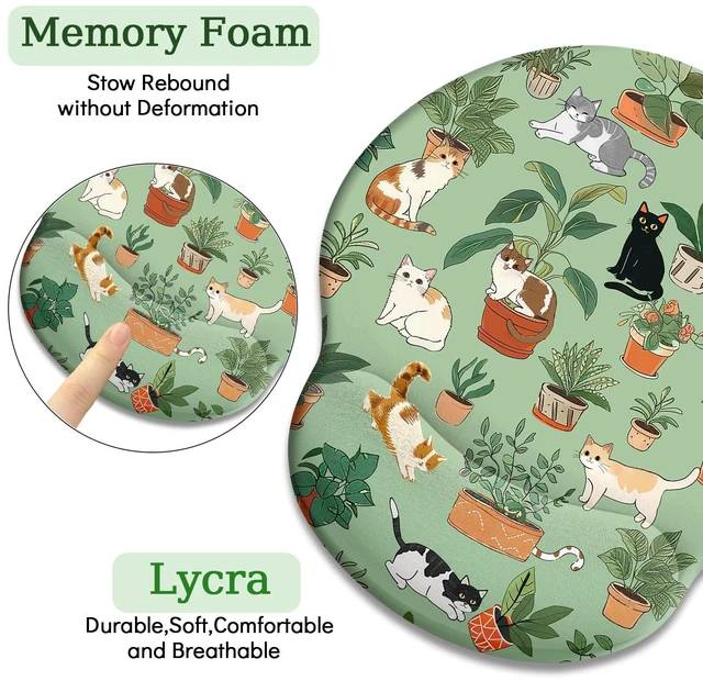 Alt view image 6 of 6 - Cat Ergonomic Mouse Pad with Wrist Rest, Green Computer Mouse Pad