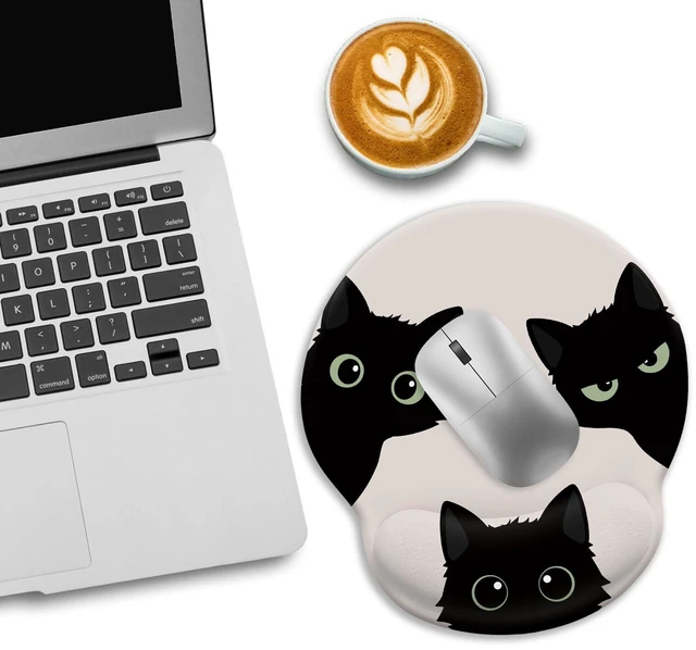Alt view image 4 of 6 - Three Black Cats Ergonomic Mouse Pad with Gel Wrist Rest, 9.8 x 8.6 in