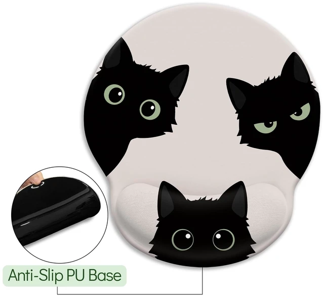 Alt view image 5 of 6 - Three Black Cats Ergonomic Mouse Pad with Gel Wrist Rest, 9.8 x 8.6 in