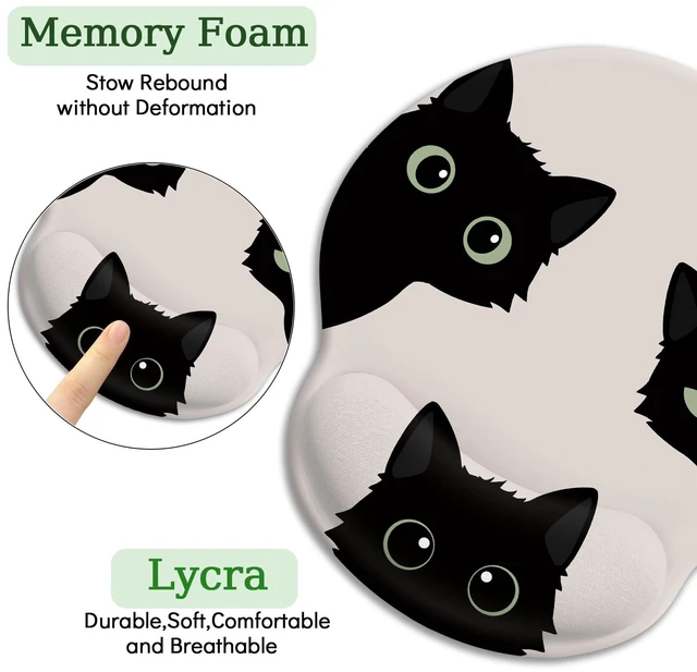 Alt view image 6 of 6 - Three Black Cats Ergonomic Mouse Pad with Gel Wrist Rest, 9.8 x 8.6 in