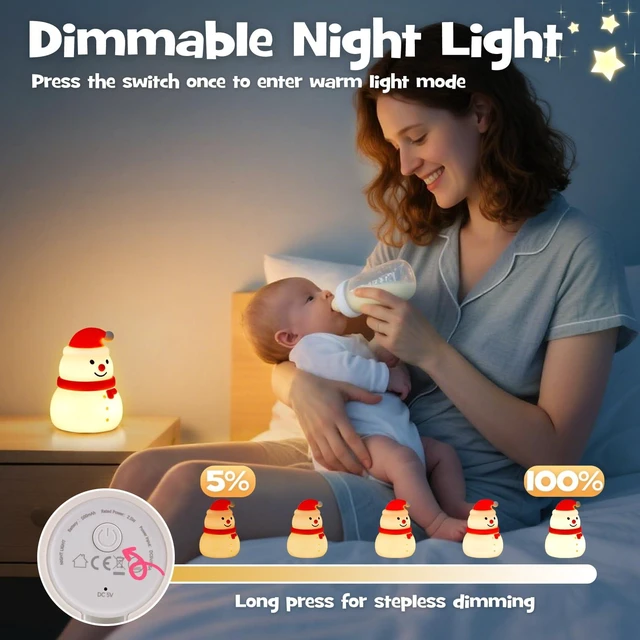 Alt view image 3 of 7 - Christmas Snowman Night Light RGB Rechargeable for Nursery Bedroom