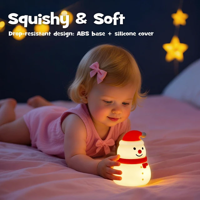 Alt view image 4 of 7 - Christmas Snowman Night Light RGB Rechargeable for Nursery Bedroom