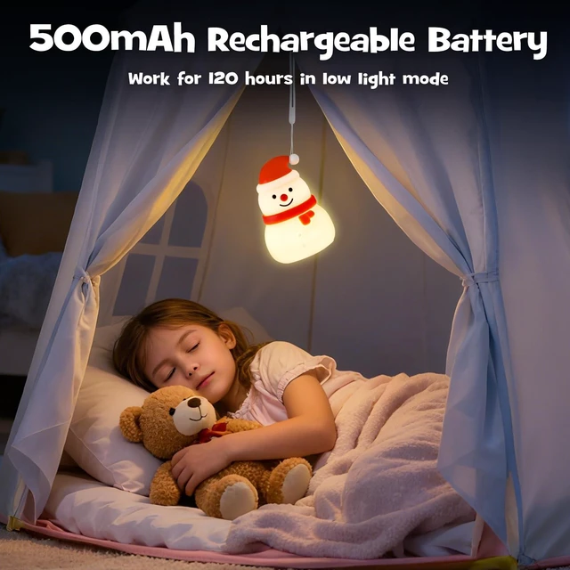 Alt view image 5 of 7 - Christmas Snowman Night Light RGB Rechargeable for Nursery Bedroom