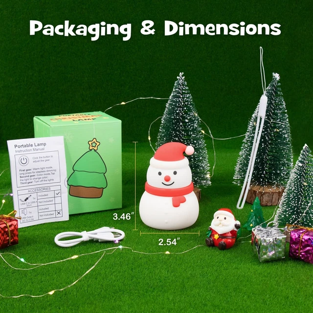 Alt view image 6 of 7 - Christmas Snowman Night Light RGB Rechargeable for Nursery Bedroom
