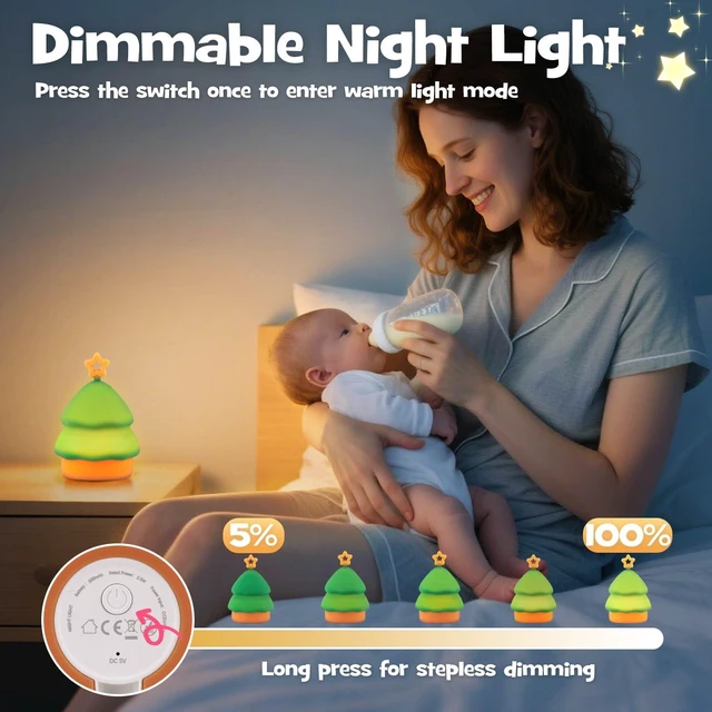 Alt view image 5 of 7 - Cute Christmas Tree Night Light RGB Rechargeable for Nursery Bedroom
