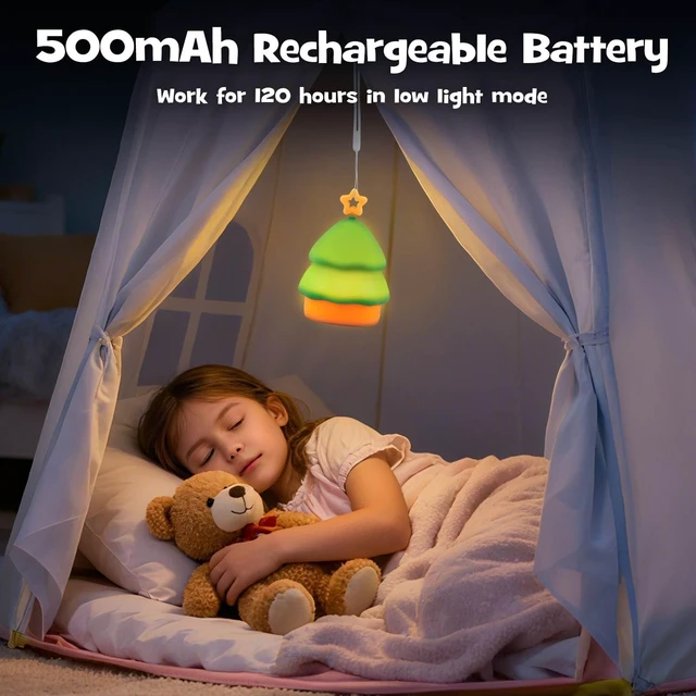 Alt view image 6 of 7 - Cute Christmas Tree Night Light RGB Rechargeable for Nursery Bedroom