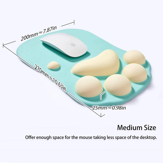Alt view image 4 of 5 - Cat Paw Mouse Pad, Ergonomic Mouse Mat with Wrist Support, Cute Silicone Gel Mouse Pad for Home/Office/Gaming, Green & Yellow