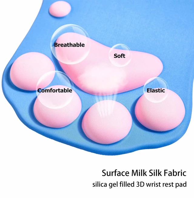 Alt view image 2 of 5 - Mouse Pad Cat Paw, Ergonomic Mouse Pad,Silicone Gel Mouse Mat,blue&pink