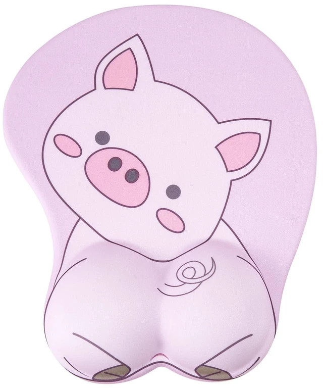 Main image of Mouse Pad Wrist Support, Pig Shape Design Pink Mouse Pad with Non-Slip Base