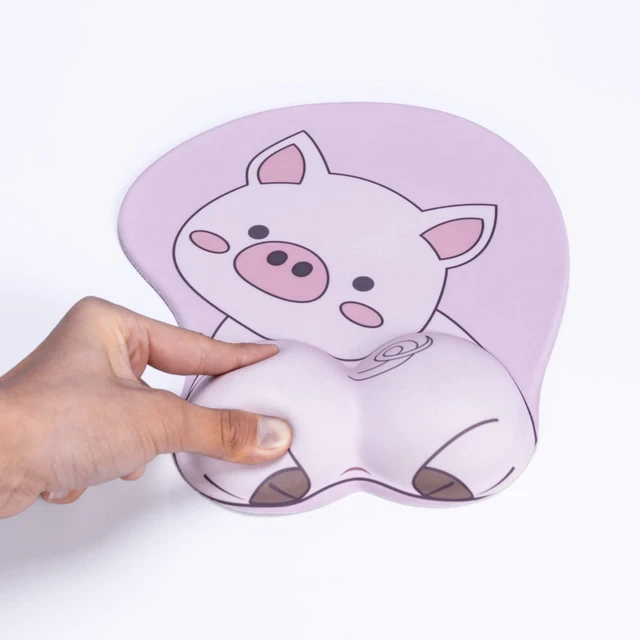 Alt view image 3 of 7 - Mouse Pad Wrist Support, Pig Shape Design Pink Mouse Pad with Non-Slip Base