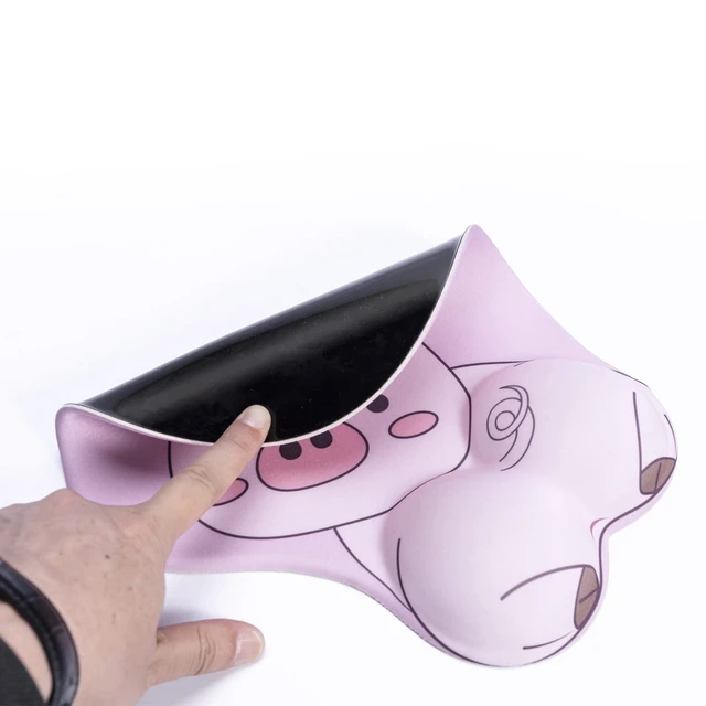 Alt view image 6 of 7 - Mouse Pad Wrist Support, Pig Shape Design Pink Mouse Pad with Non-Slip Base