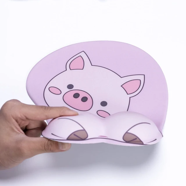 Alt view image 7 of 7 - Mouse Pad Wrist Support, Pig Shape Design Pink Mouse Pad with Non-Slip Base