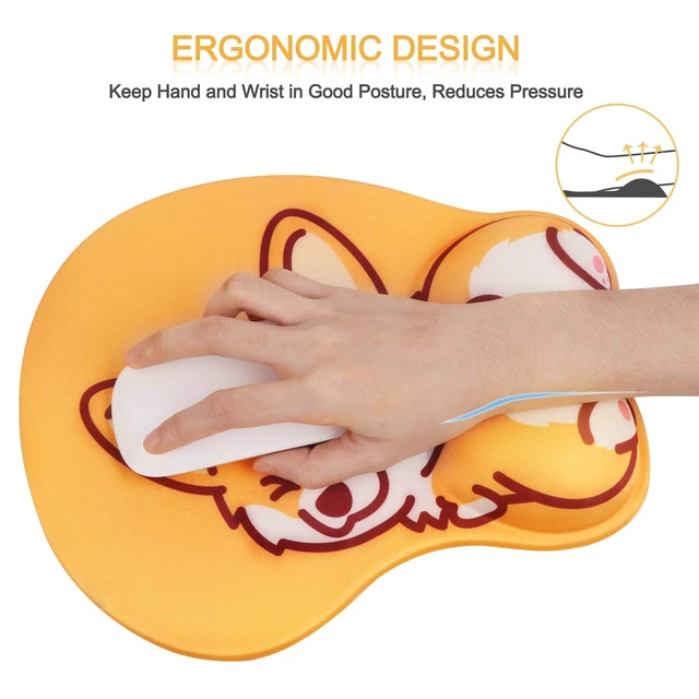Alt view image 4 of 7 - Yellow Corgi Gel Mouse Pad with Wrist Rest, Cute Laptop Pad