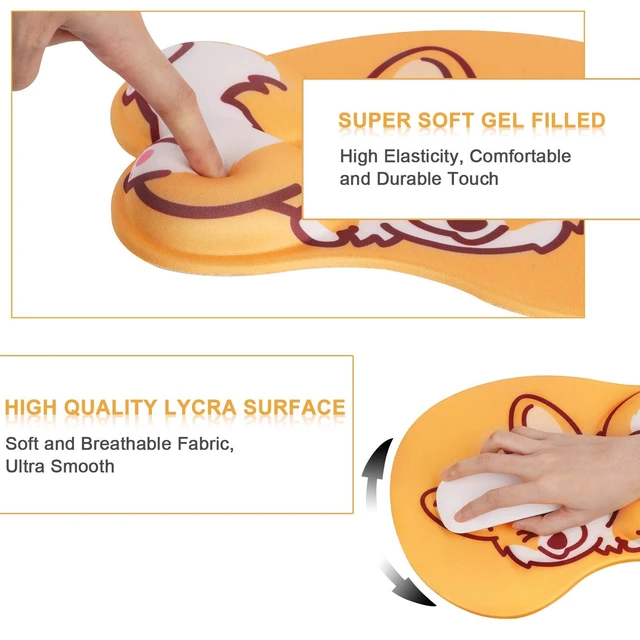 Alt view image 5 of 7 - Yellow Corgi Gel Mouse Pad with Wrist Rest, Cute Laptop Pad