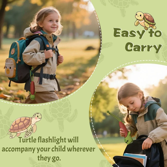 Alt view image 2 of 6 - Silicone Turtle Rechargeable Flashlight, Dimmable Hanging Night Light for Camping, Night Walks and Home Use