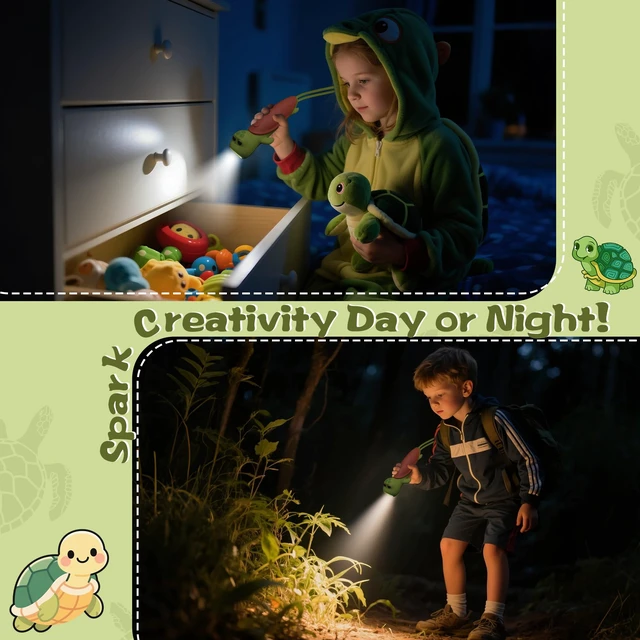 Alt view image 3 of 6 - Silicone Turtle Rechargeable Flashlight, Dimmable Hanging Night Light for Camping, Night Walks and Home Use