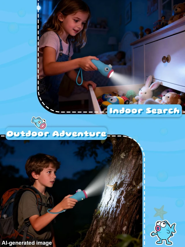 Alt view image 5 of 7 - Silicone Flashlights, Cute Blue Fish Flashlight
