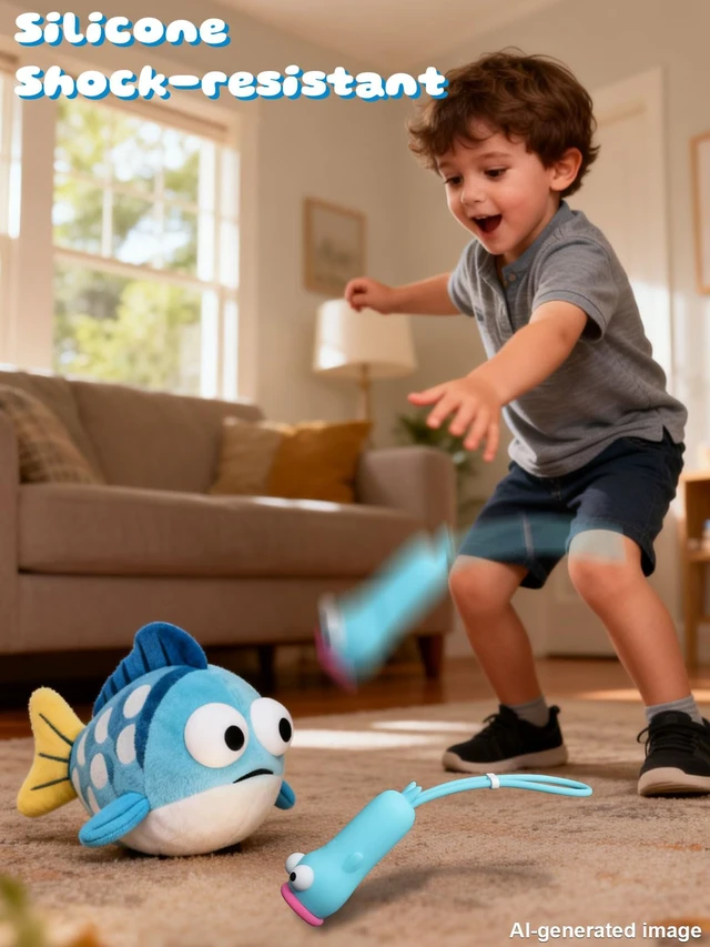 Alt view image 6 of 7 - Silicone Flashlights, Cute Blue Fish Flashlight