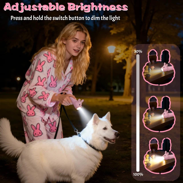 Alt view image 3 of 4 - Silicone Rabbit Flashlight, Rechargeable Hanging Night Light for Camping, Night Walks and Home Use
