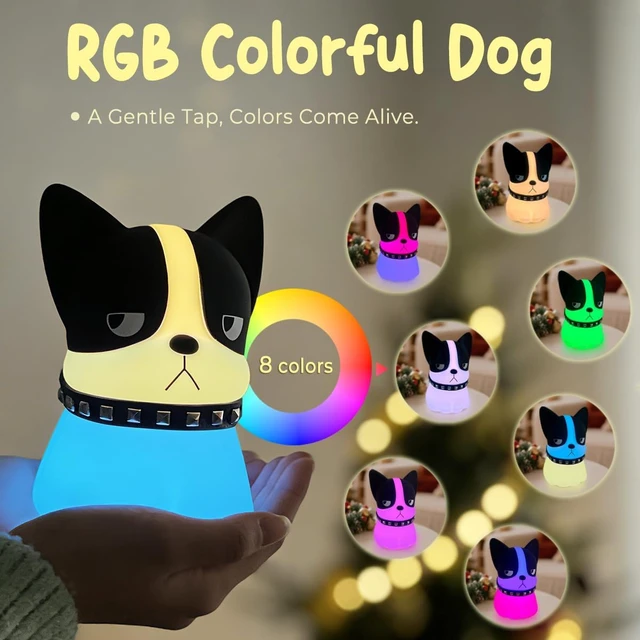 Alt view image 2 of 6 - Dog Touch Night Light, Cute Dog Night Light Gifts, Soft Silicone Lamp with 3 Level Warm Light