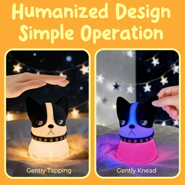 Alt view image 5 of 6 - Dog Touch Night Light, Cute Dog Night Light Gifts, Soft Silicone Lamp with 3 Level Warm Light
