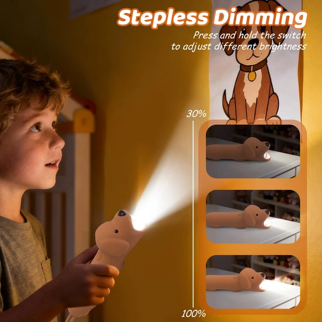Alt view image 2 of 7 - Cute Dog Dimmable Silicone Flashlight, Portable Animal Flashlights with Hanging Strap, Compact Rechargeable Camping Light for Hiking Emergencies and Outdoor Use