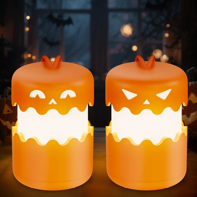 Main image of 2 Pack Rechargeable Halloween Pumpkin Lantern Light