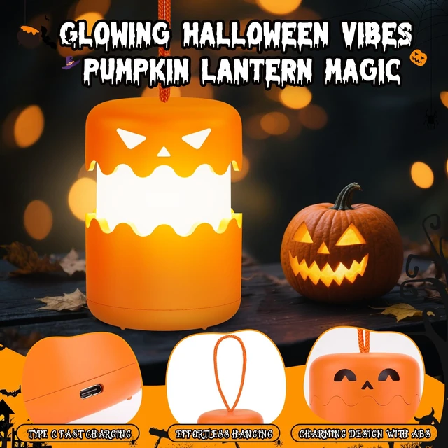 Alt view image 4 of 7 - 2 Pack Rechargeable Halloween Pumpkin Lantern Light