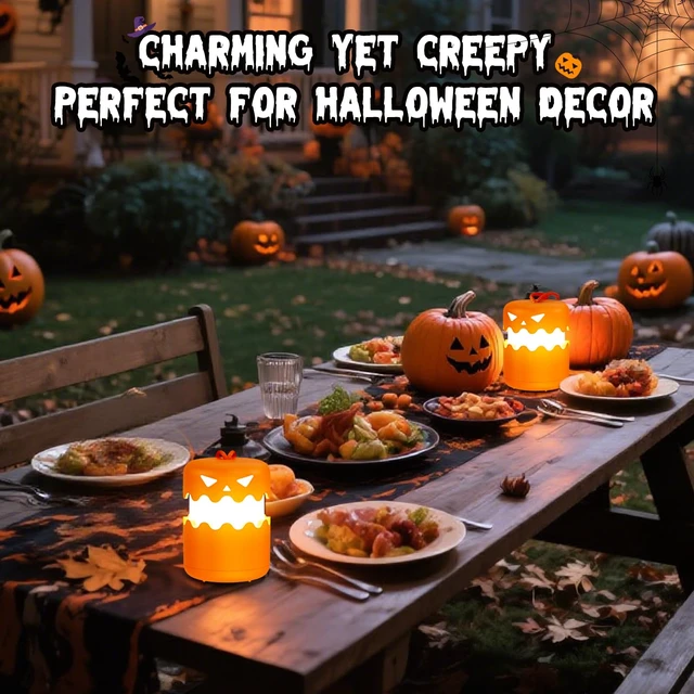 Alt view image 7 of 7 - 2 Pack Rechargeable Halloween Pumpkin Lantern Light