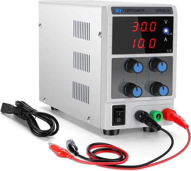 Alt view image 7 of 13 - DC Power Supply Variable, Adjustable Switching Regulated Power Supply Digital, with Alligator Leads US Power Cord for Spectrophotometer and lab Equipment Repair (0-30V 0-10A)