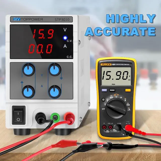 Alt view image 12 of 13 - DC Power Supply Variable, Adjustable Switching Regulated Power Supply Digital, with Alligator Leads US Power Cord for Spectrophotometer and lab Equipment Repair (0-30V 0-10A)