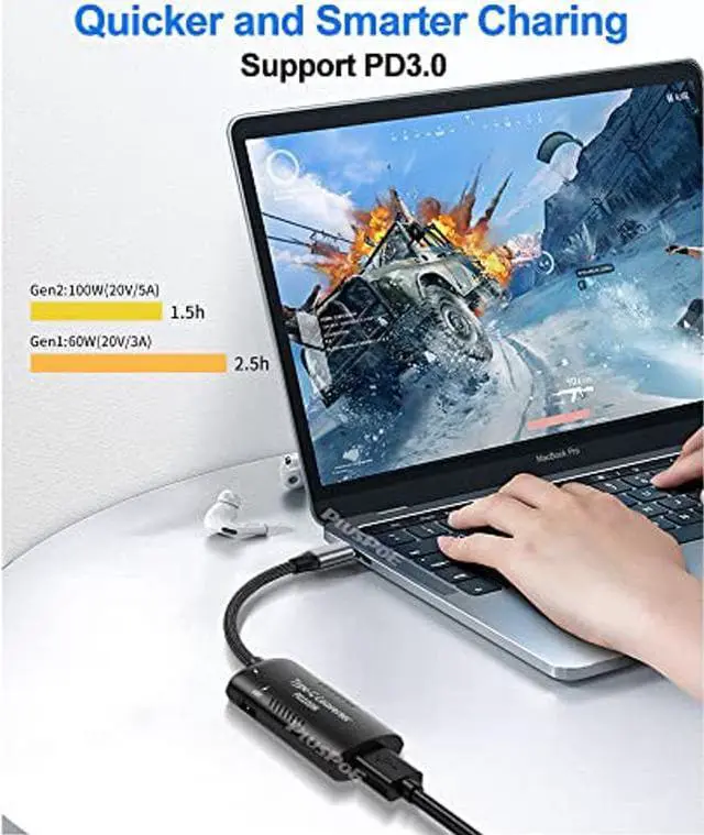 Alt view image 4 of 5 - PLUSPOE USB C to Slim Tip Adapter, PD3.0 Fast Multi-Port Charging for Convert Lenovo Square Slim Tip to Type-C Power for Lenovo Thinkpad MacBook Chromebook