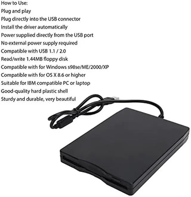 Alt view image 5 of 5 - Hilitand USB 3.5 inch External Floppy Disk Drive,Portable Full Speed/12 Mbps Transmission,720KB/1.44MB FDD Universal Disk Drive for PC Laptops Desktop,for Windows for OS X