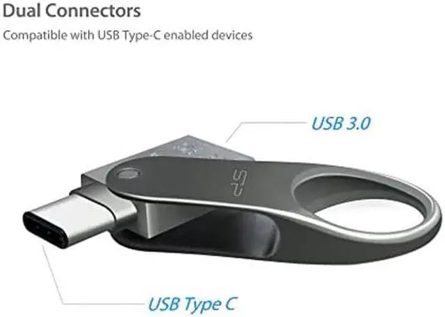 Alt view image 4 of 5 - Silicon Power 32GB USB-C Type C USB 3.0/3.1 Gen 1 Dual Flash Drive, Mobile C80