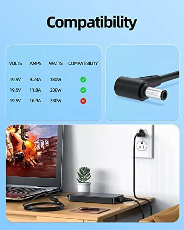 Alt view image 3 of 5 - AC Charger Fit for Asus Rog Strix Scar 15 17 G533 G533Q G533QR G533QS G533Z G533ZM G733 G733Q G733QR G733QS G733QSA G733Z G733ZM 230W Laptop Power Supply Adapter Cord