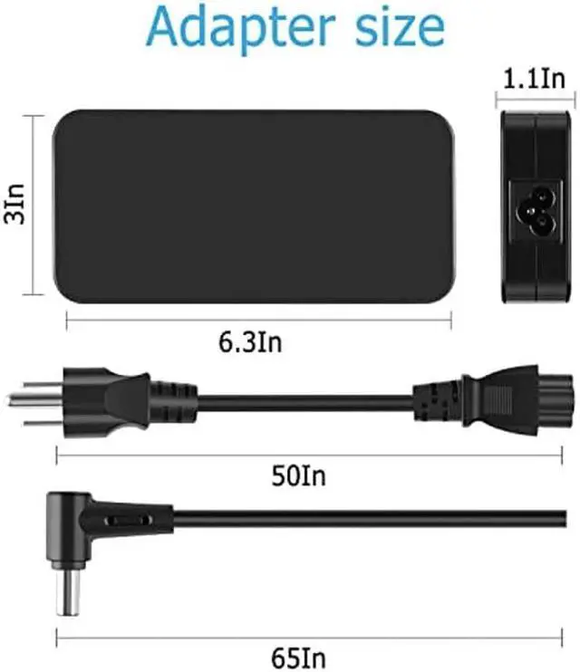 Alt view image 3 of 3 - 180W AC Charger Compatible with Asus A20-180P1A TUF FX566IV FX506IH FX506II FX506IU FX506IV FA706 FA706IU TUF706 FX766IU TUF766 ROG Zephyrus G14 GA401QE GA401QM Laptop Power Supply Cord