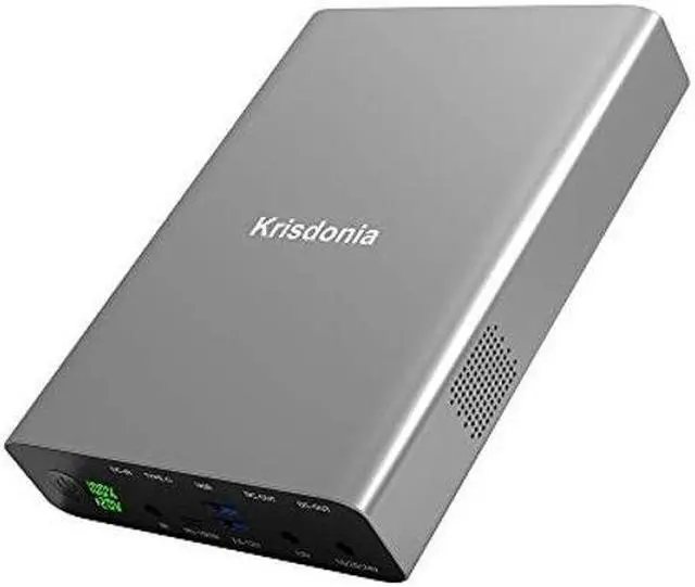 Main image of Krisdonia Portable Laptop Charger 64000mAh 100W PD Power Bank - 1x USB-C (Input 60W Output 100W)- 2X DC (Up to 24V)- 2X QC3.0 USB-A (18W) Compatible with USB-C Laptop, MacBook Pro, Dell XPS and More