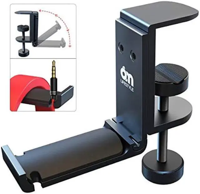 Main image of 6amLifestyle Foldable Headphone Hodler Hook Hanger Stand Under Desk, Headphone Wall Mount with Cable Organizer Save Space Metal, Headset Holder Clamp for Headphones Gaming PC Headsets, Purse Handbag