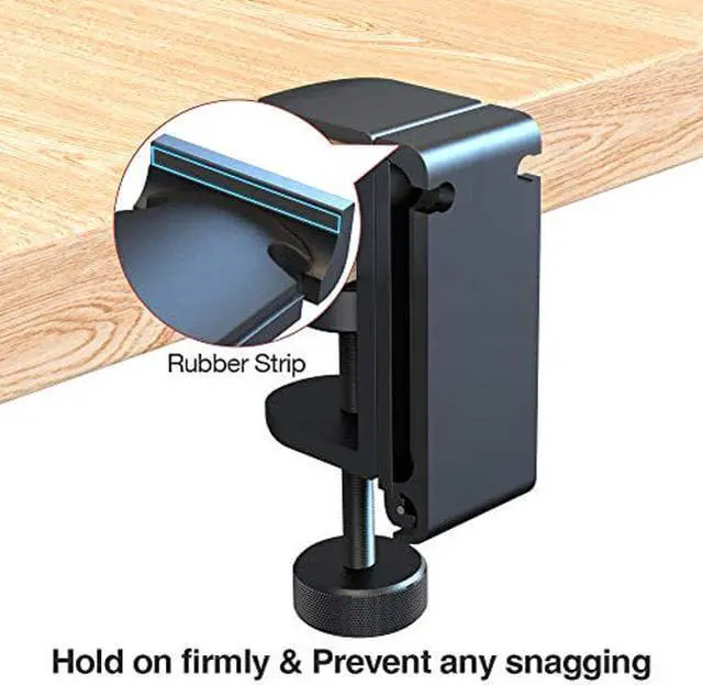 Alt view image 3 of 5 - 6amLifestyle Foldable Headphone Hodler Hook Hanger Stand Under Desk, Headphone Wall Mount with Cable Organizer Save Space Metal, Headset Holder Clamp for Headphones Gaming PC Headsets, Purse Handbag