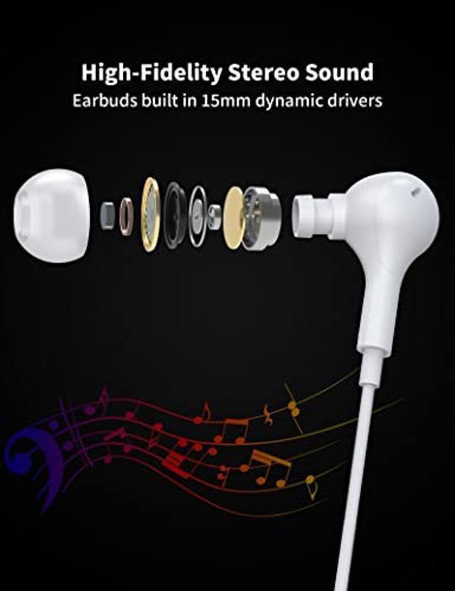 Headphones for Apple iPhone 13 14 Pro Max 12 Mini 11 XR SE3, MFi Certified  Magnetic Wired Earbuds HiFi Stereo with Lightning Connector Noise Canceling