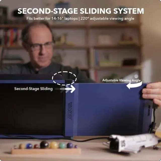 Alt view image 5 of 5 - New Mobile Pixels 2023 Duex Max Portable Monitor, 14.1" FHD 1080P IPS Ultra Slim Laptop Screen Extender, USB A/USB C Plug and Play Auto Rotated, Windows/Mac/Android/Switch Compatible (Set Sail Blue)