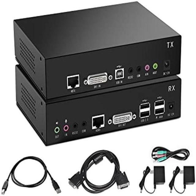 fritid en gang stewardesse DVI USB KVM Extender 100m(328ft) Over Single Cat5e/Cat6 Cable,  1920x1200@60Hz EDID, Extends Video Audio USB, RS-232 Signals, Point to  Point, Zero Latency,Incl.Transmitter and Receiver, by Kinan 2 in 1  Accessories - Newegg.com