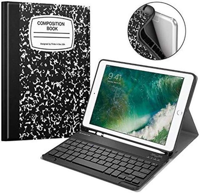 Fintie Keyboard Case for 9.7 iPad 6th Generation 2018 / iPad 5th Gen 2017  / iPad Air 2 / iPad Air 1- [Built-in Pencil Holder] Soft TPU Back Cover  w/Magnetically Detachable Keyboard, Composition 