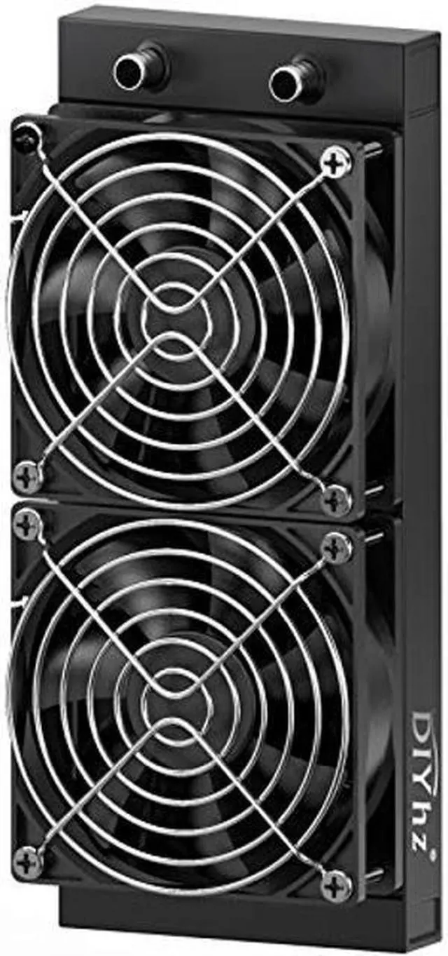 Main image of DIYhz Water Cooling Computer Radiator, 12 Pipe Aluminum Heat Exchanger Liquid Cooling Radiator Heat Sink 240mm with Dual Fans for CPU PC Laser Water Cool System DC12V Black