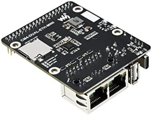Alt view image 2 of 5 - Mini Dual Gigabit Ethernet Base Board for Raspberry Pi Compute Module 4 CM4, Onboard ETH/Micro SD/USB Interfaces, Suitable for Evaluating The Raspberry Pi CM4 or Being Integrated into End Products