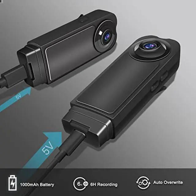 Alt view image 5 of 5 - HOT2GO Hidden Camera Bodycam 64GB Mini Spy Nanny Cam 1080P Small Hidden Camera Micro Camera Body Portable Security Cameras USB Charger Night Vision 6H Auto overwrite 1000mA
