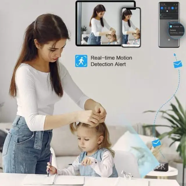 Alt view image 2 of 5 - EYSOO Hidden Camera Clock, 1080P Wireless Hidden WiFi Camera Spy Nanny Cam with Night Vision and Motion Detection, Room Thermometer, 140 Ultra Wide Angle, Hidden Spy Camera for Home Office Security